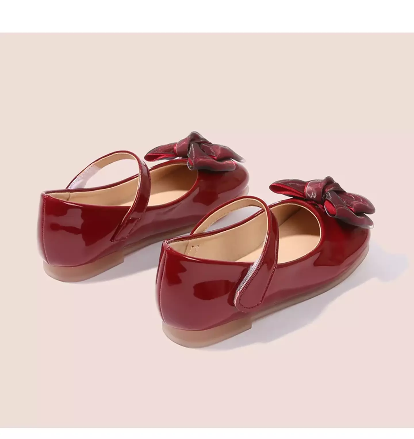 Toddler, Young Girls & Girls Maroon Pale Edge Layered Bow Mary Jane Shoes | Lucys 12364