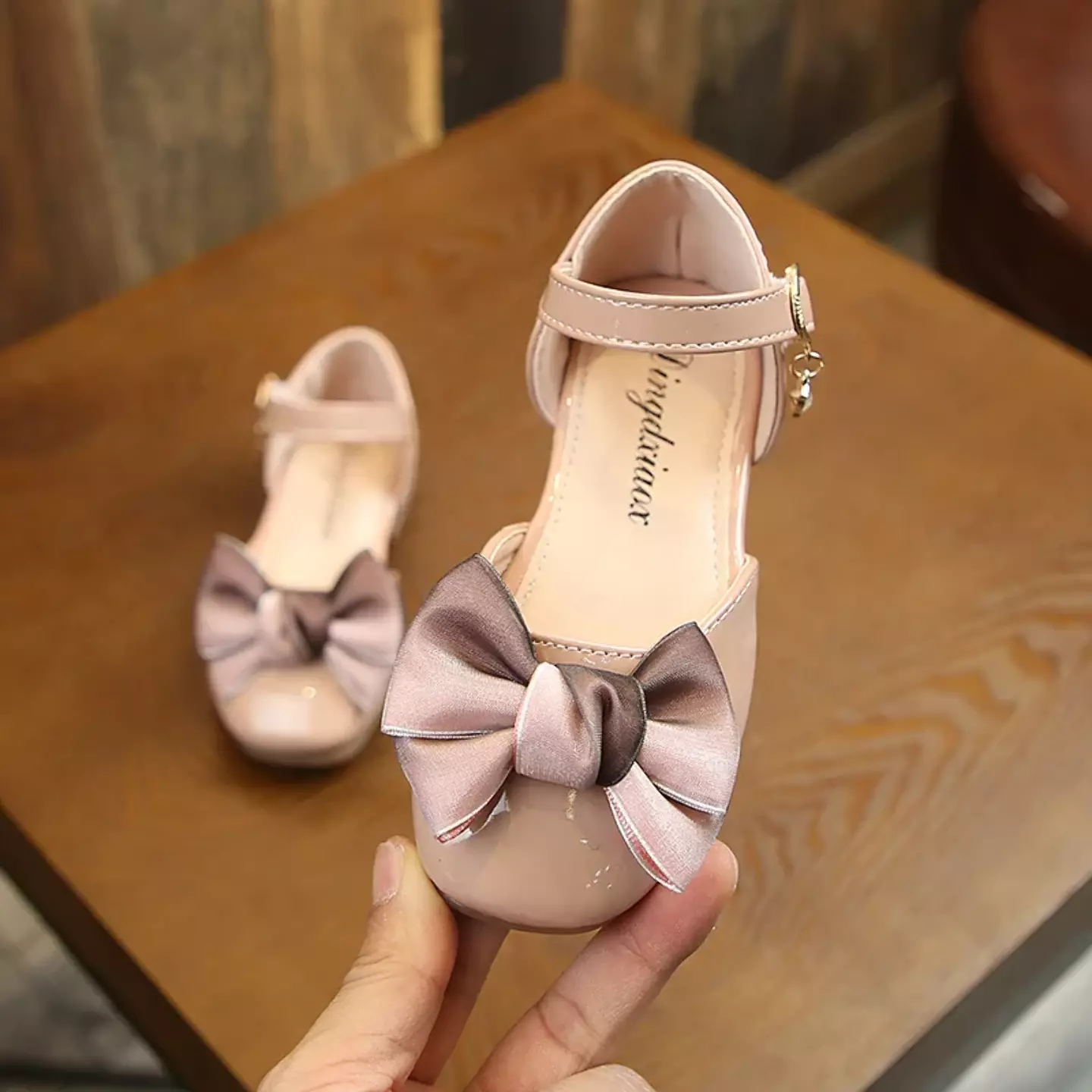 Toddler, Young Girls & Girls Dusty Pink Slanted Fold Two Tone Bow Dress Shoes | Lucys 12381