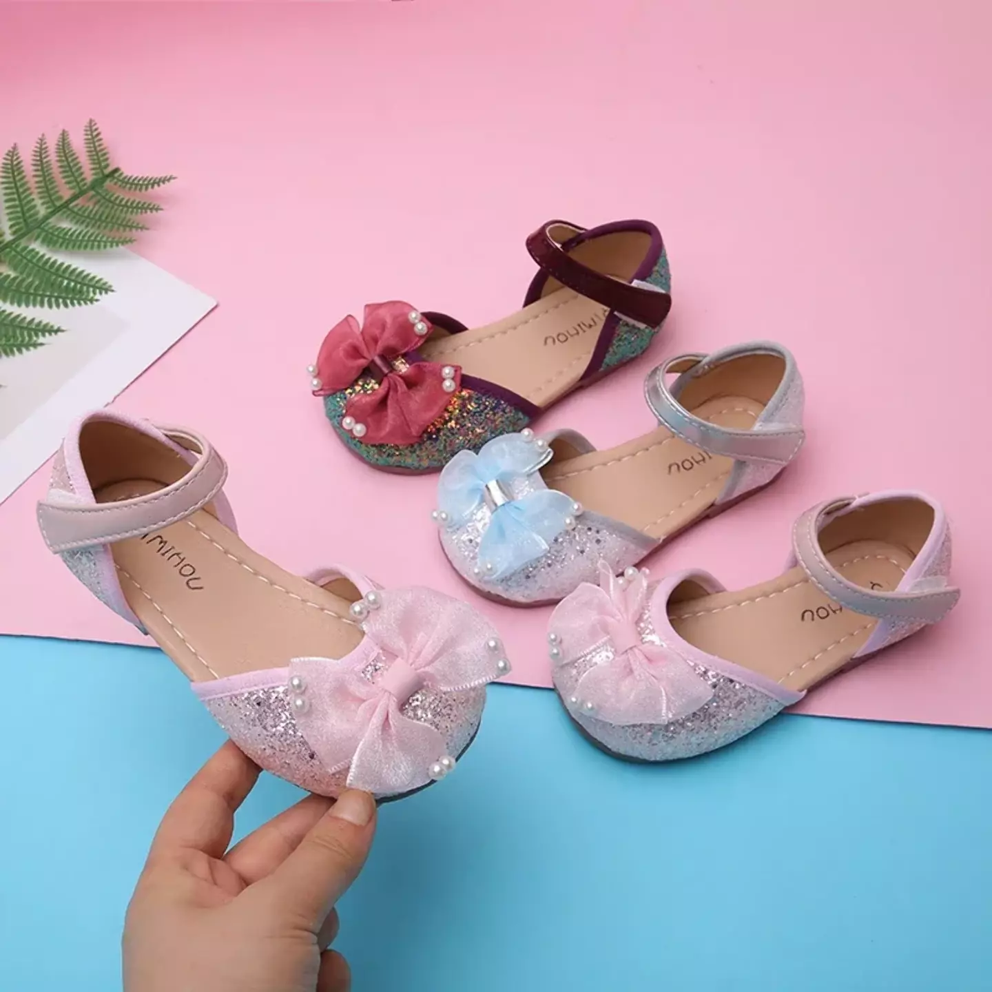 Young Girls & Girls Silver Split Side Pearl Bow Mary Jane Flats | Lucys 12425