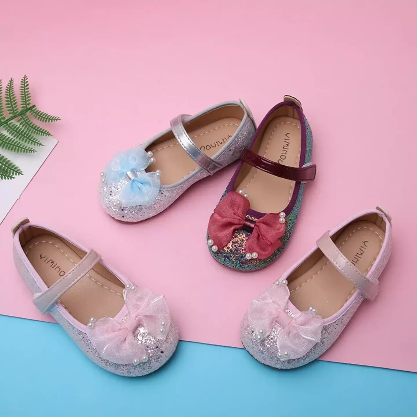 Young Girls & Girls Silver Split Side Pearl Bow Mary Jane Flats | Lucys 12425