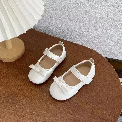 Baby, Toddler & Young Girls Ivory Flat Bar Bow Round Toe Mary Jane Shoes | Lucys 12448