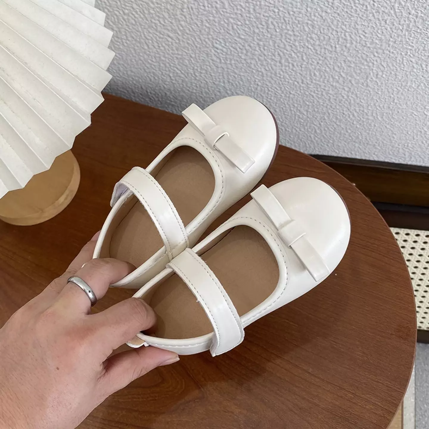 Baby, Toddler & Young Girls Ivory Flat Bar Bow Round Toe Mary Jane Shoes | Lucys 12448