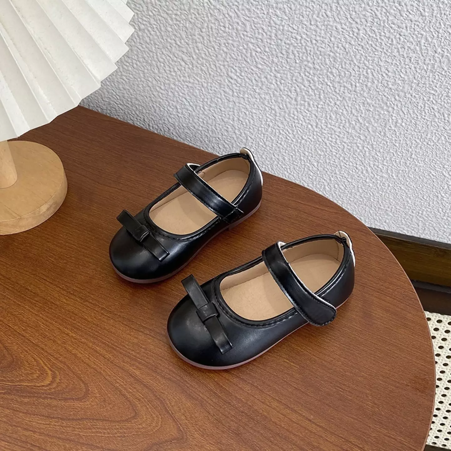 Baby, Toddler & Young Girls Black Flat Bar Bow Round Toe Mary Jane Shoes | Lucys 12449