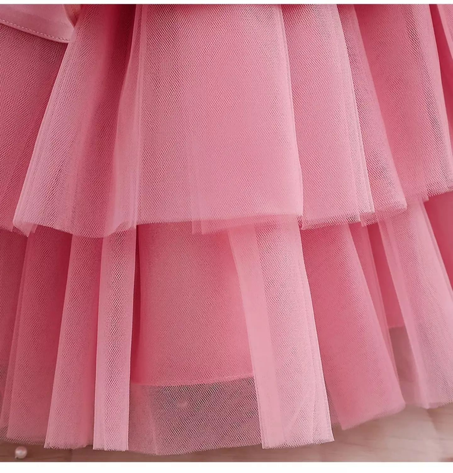 Amity Dusty Pink Satin Bodice Tiered Tulle Dress for Girls