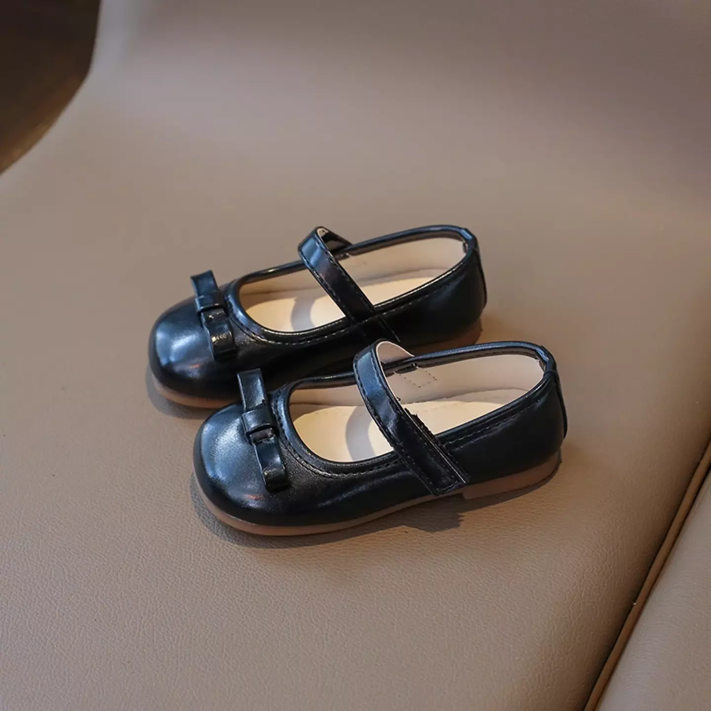 Baby, Toddler & Young Girls Black Short Fold Bow Mary Jane Flats | Lucys 12458