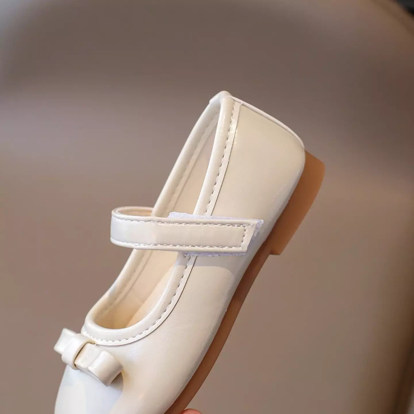 Baby, Toddler & Young Girls Beige Short Fold Bow Mary Jane Flats | Lucys 12456