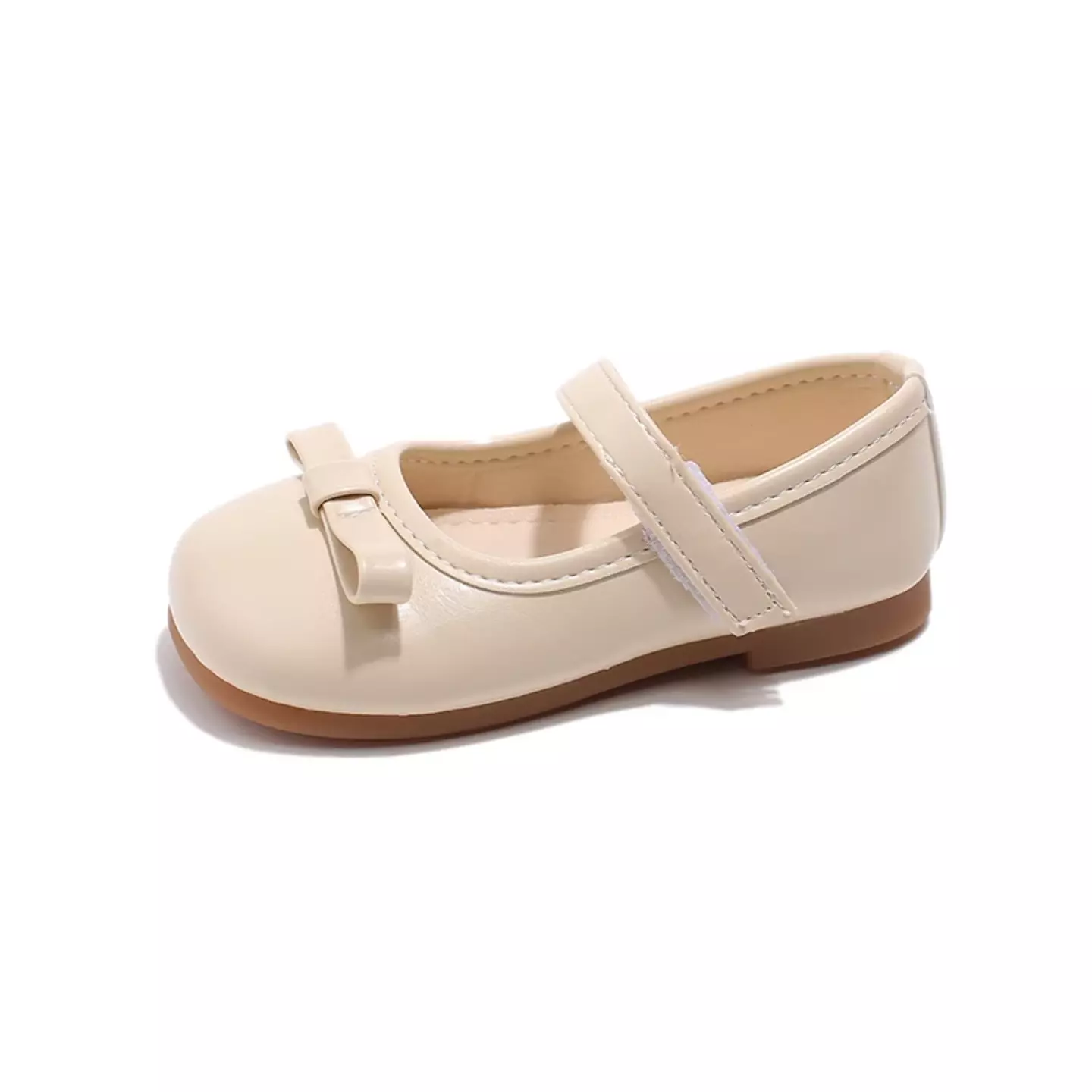 Baby, Toddler & Young Girls Beige Short Fold Bow Mary Jane Flats | Lucys 12456