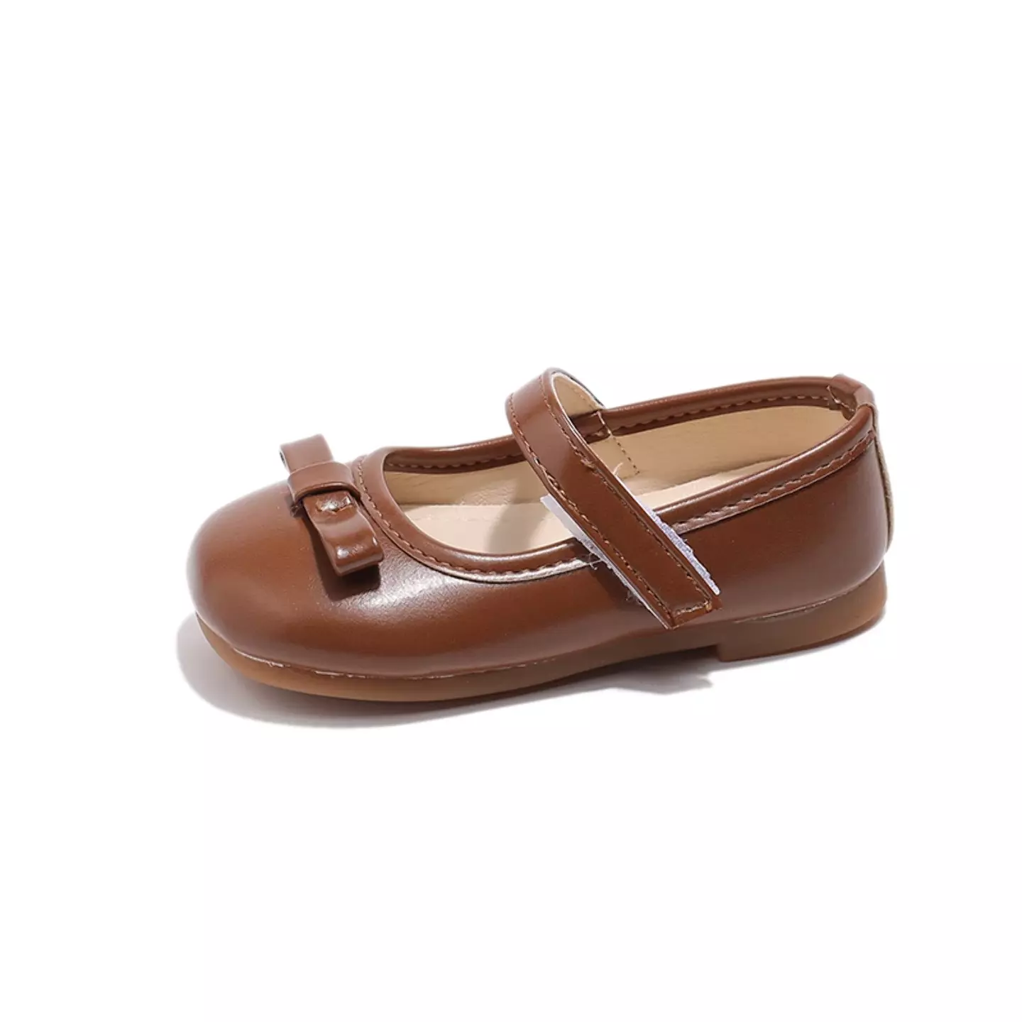 Baby, Toddler & Young Girls Brown Short Fold Bow Mary Jane Flats | Lucys 12457