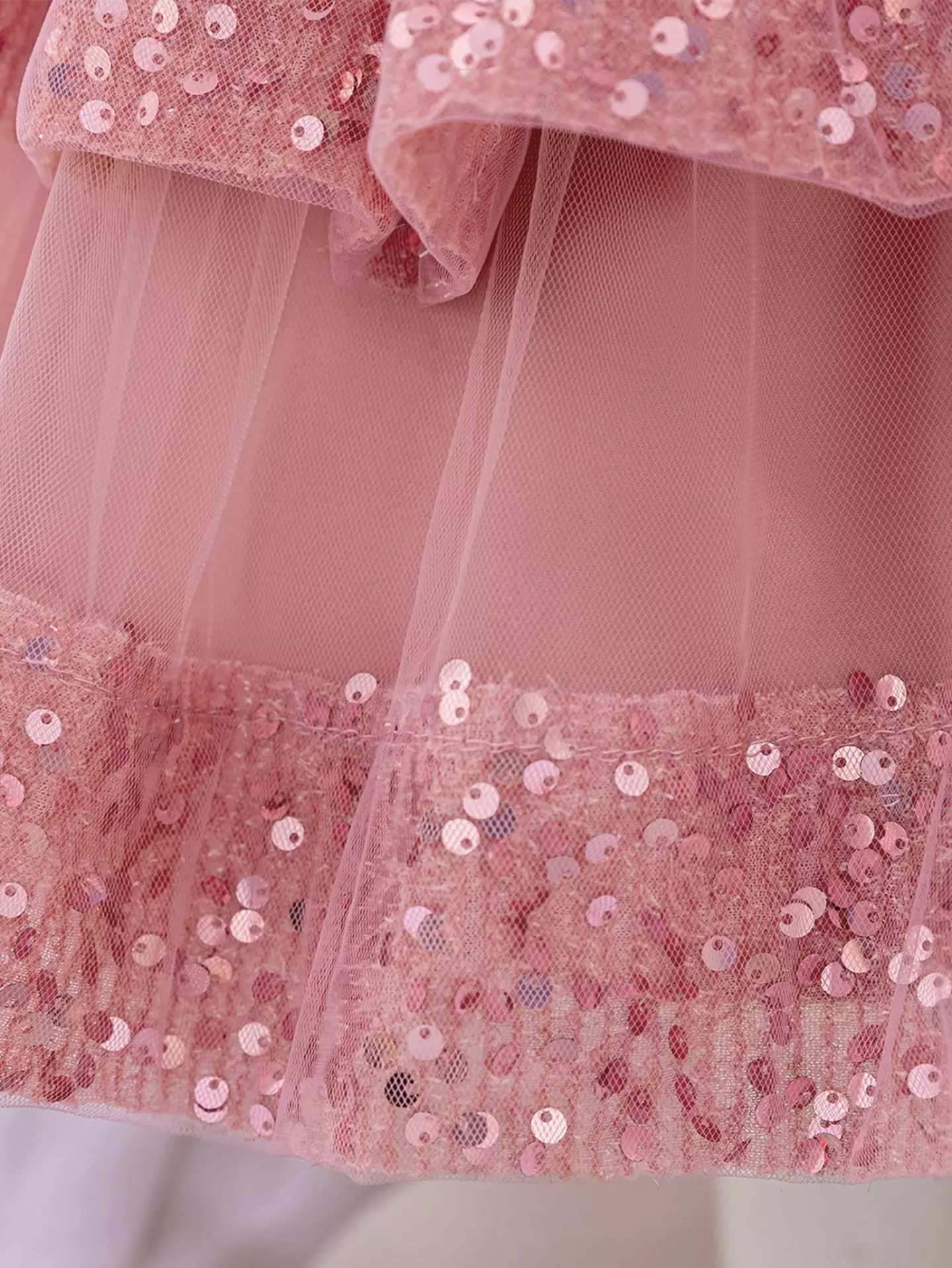 Emilia II Dusty Pink Sequin Tiered Tulle Baby Party Dress