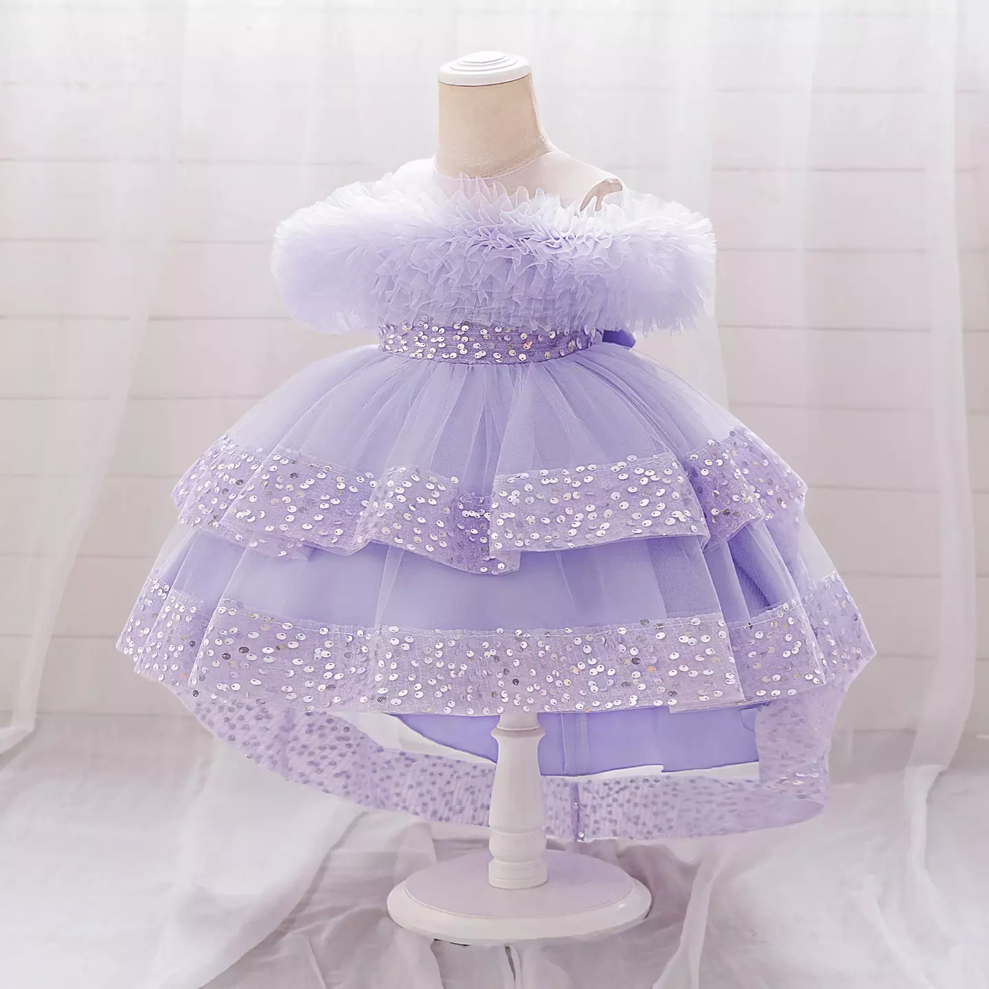 Emilia II Lavender Sequin Tiered Tulle Baby Party Dress