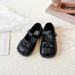 Baby, Toddler & Young Girls Black Pleated Toe Mini Bow Mary Jane Shoes | Lucys 12470