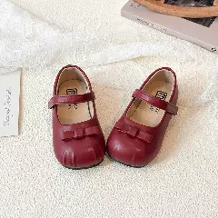 Baby, Toddler & Young Girls Maroon Pleated Toe Mini Bow Mary Jane Shoes | Lucys 12468