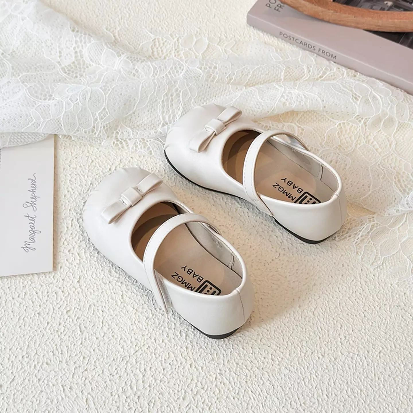 Baby, Toddler & Young Girls Ivory Pleated Toe Mini Bow Mary Jane Shoes | Lucys 12469