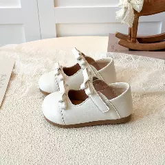 Baby, Toddler & Young Girls Ivory Side Bow Twin Strap Mary Jane Shoes | Lucys 12482