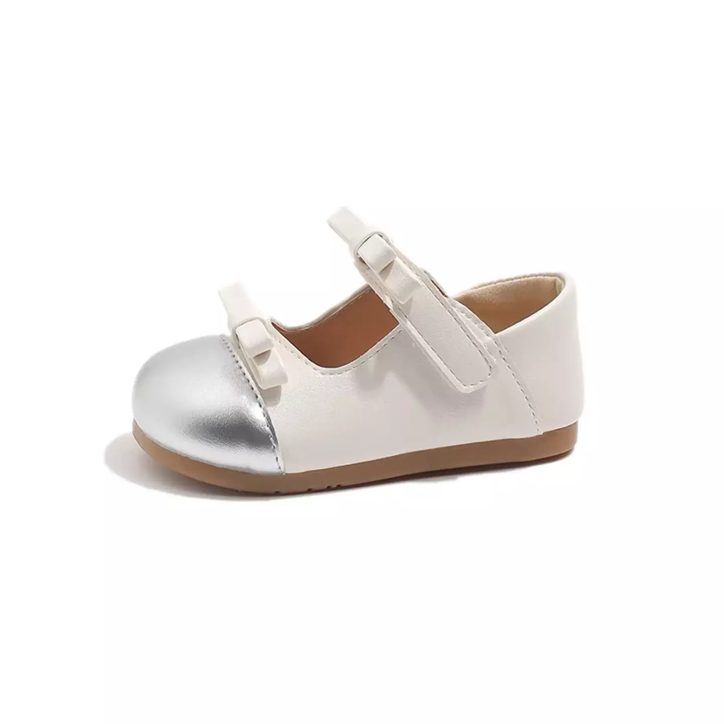 Baby, Toddler & Young Girls Silver Side Bow Twin Strap Mary Jane Shoes | Lucys 12481