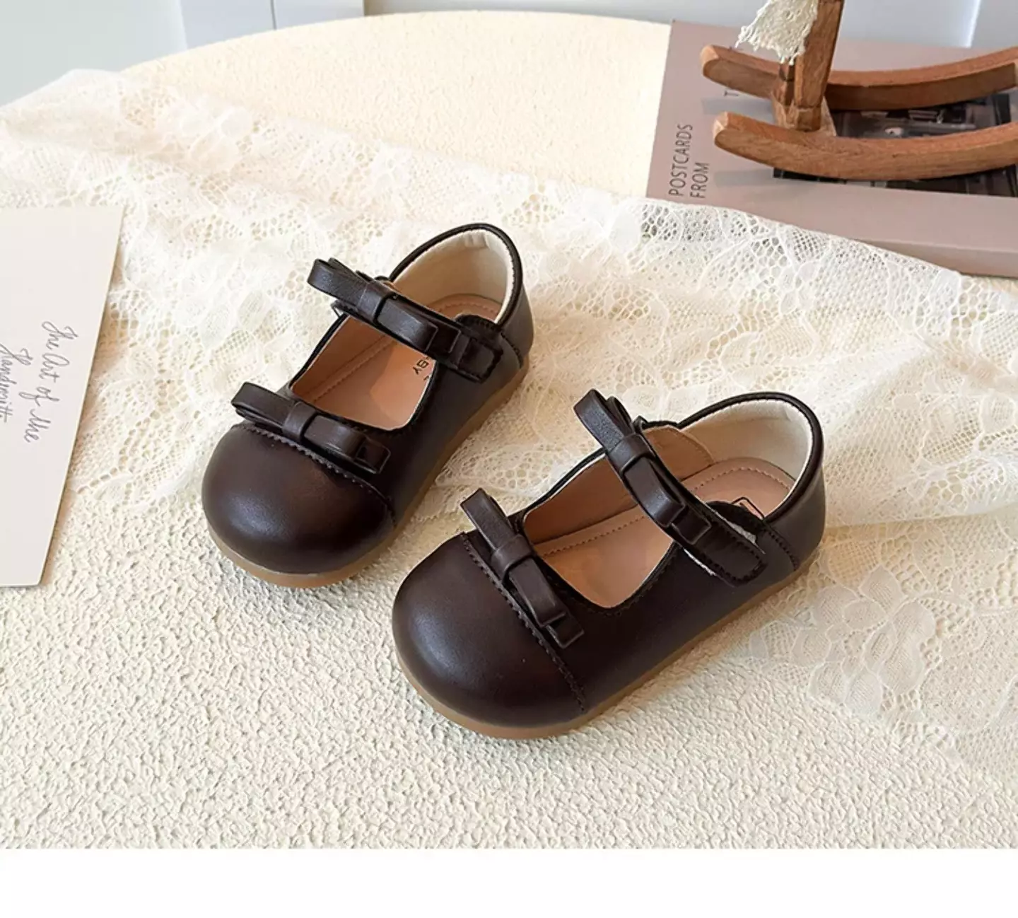 Baby, Toddler & Young Girls Brown Side Bow Twin Strap Mary Jane Shoes | Lucys 12480