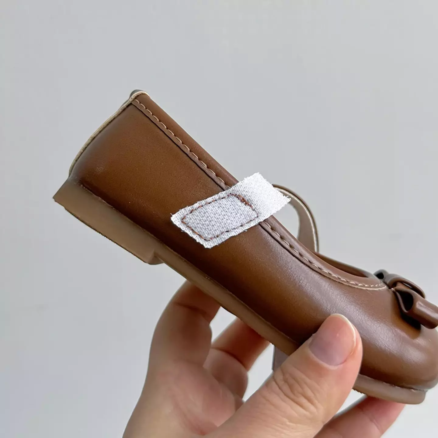 Baby, Toddler, Young Girls & Girls Brown Folded Tab Bow Plain Strap Dress Flats | Lucys 12506