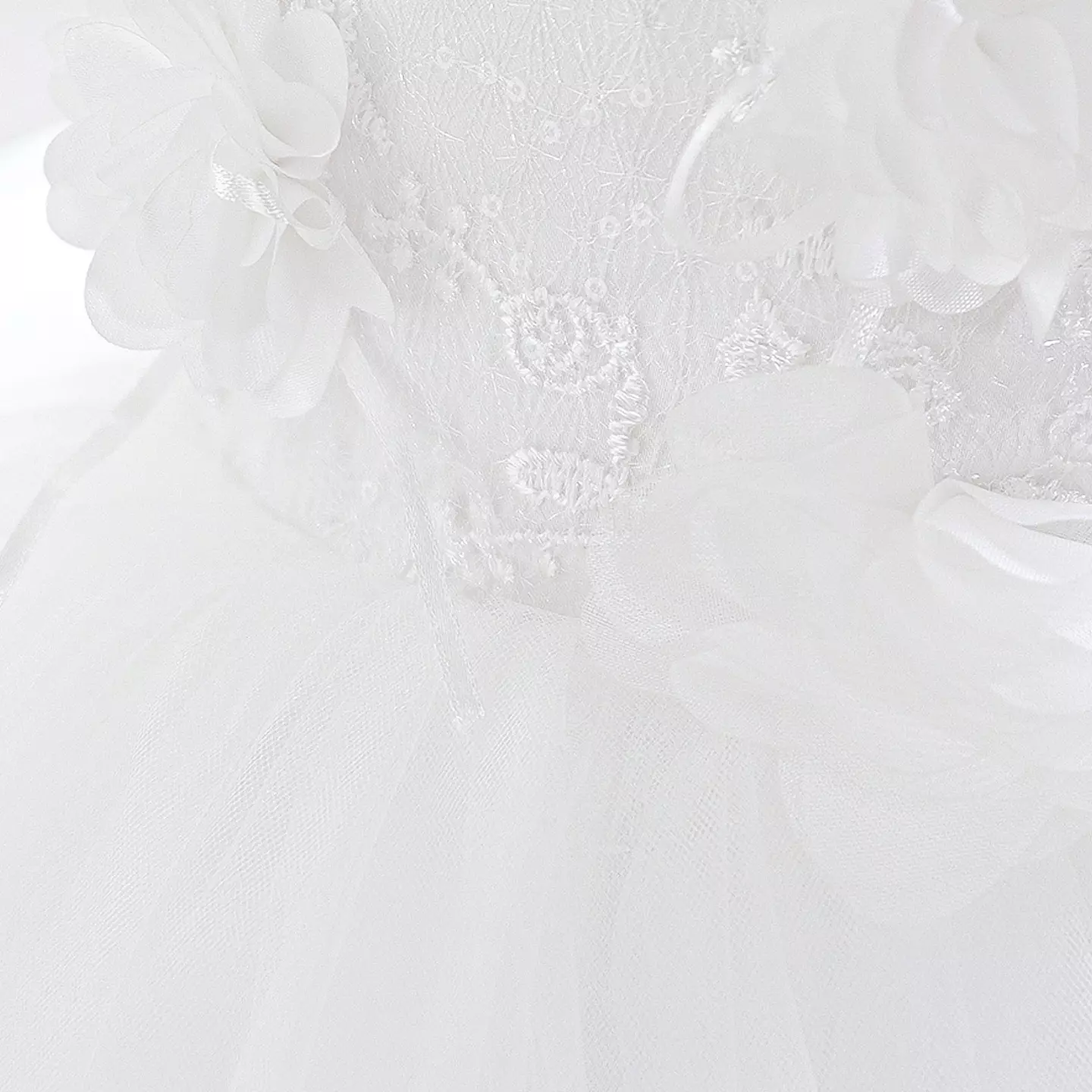Karina White 3D Flower Tulle Baby Christening Dress