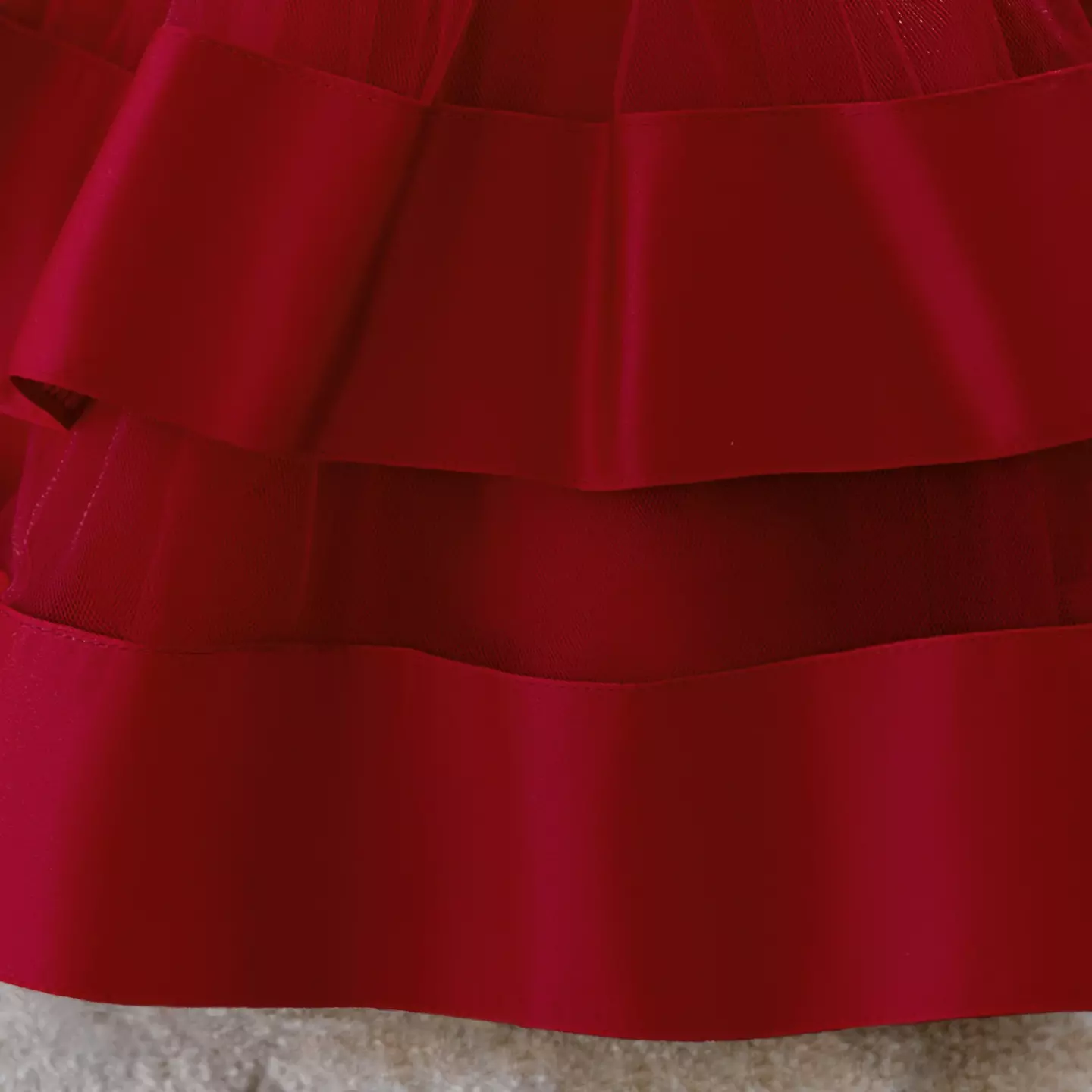 Zoya Maroon Satin Shoulder Bow Tiered Baby Party Dress