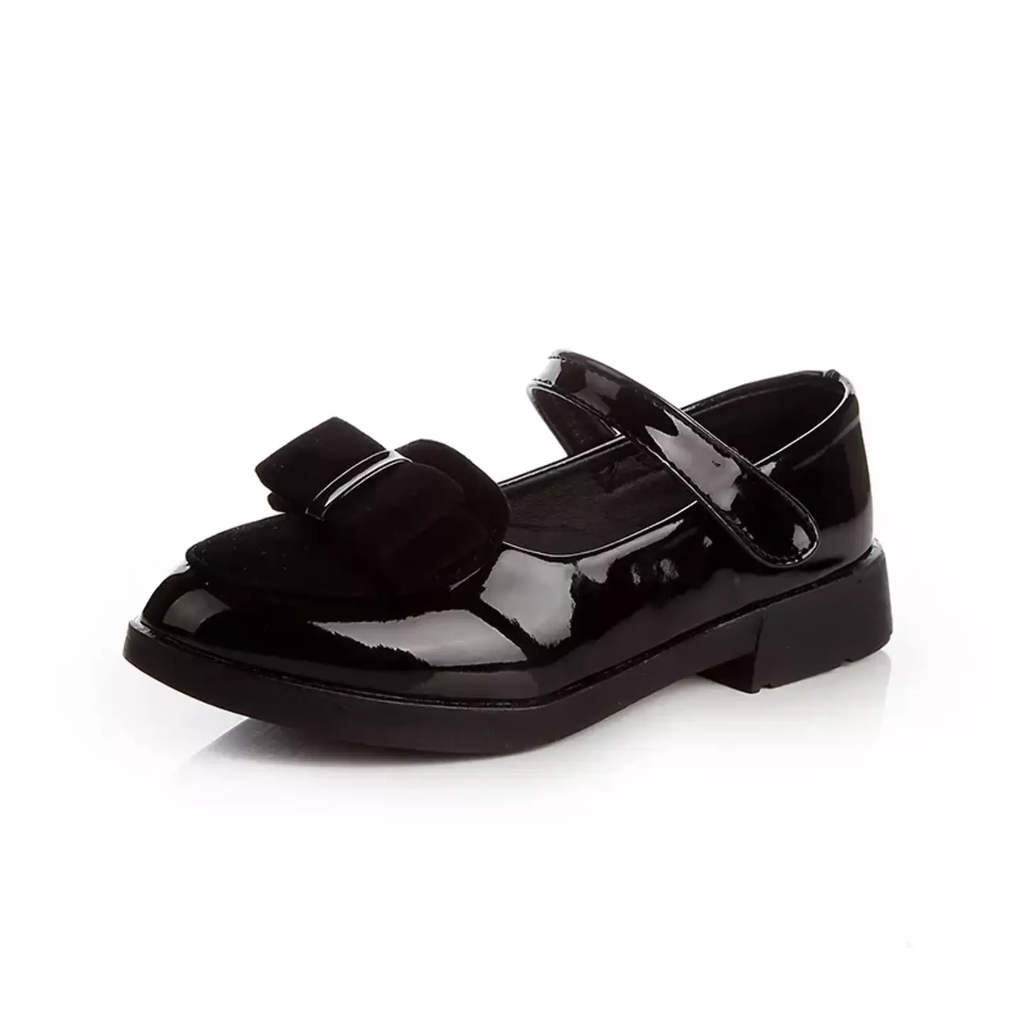 Young Girls & Girls Black Twin Line Centre Bow Dress Shoes | Lucys 12521