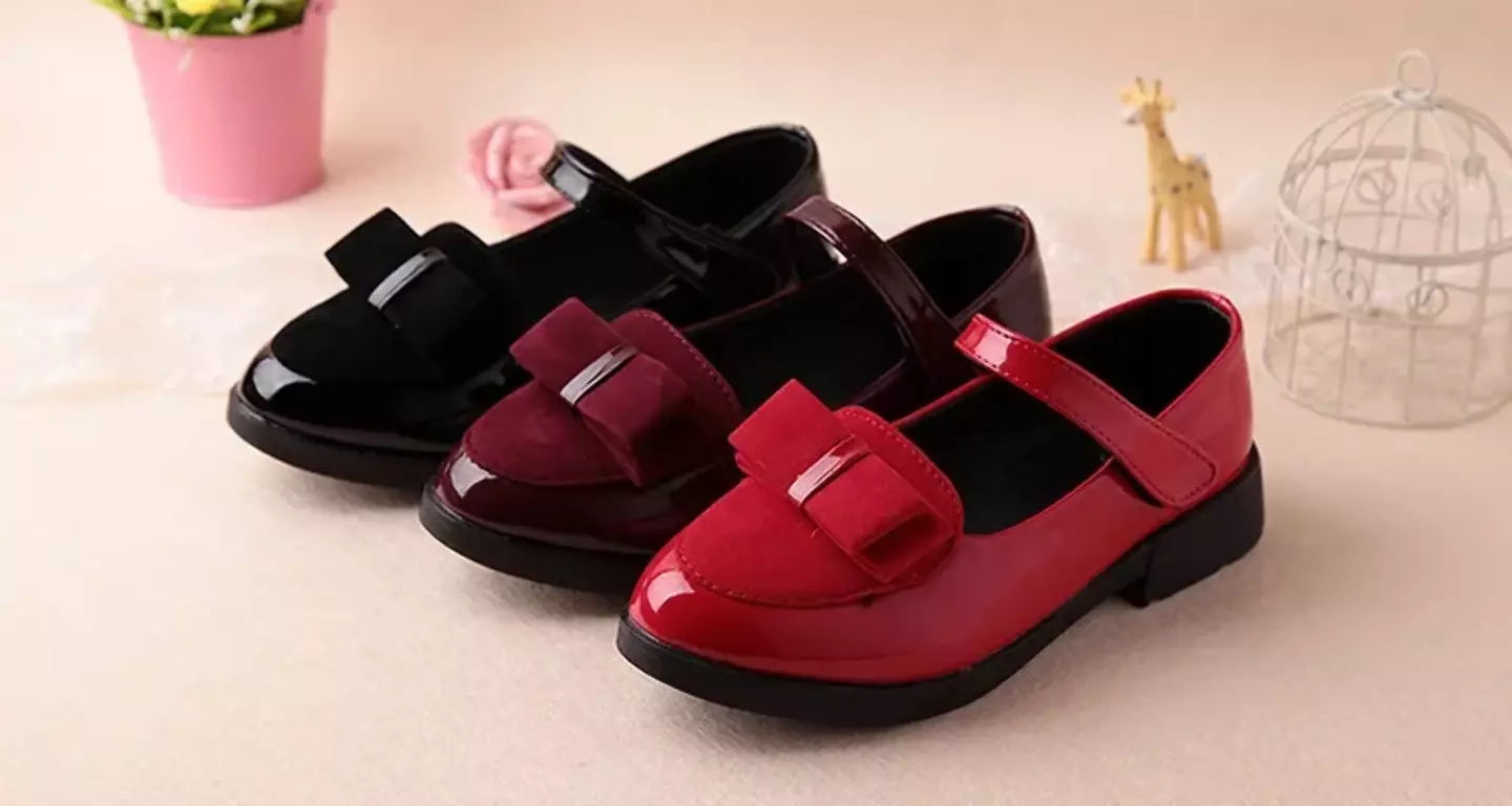 Young Girls & Girls Maroon Twin Line Centre Bow Dress Shoes | Lucys 12522