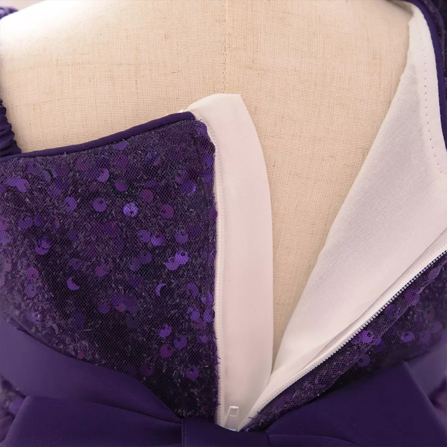 Madison Purple Sequin One Shoulder Bow Baby Party Dress
