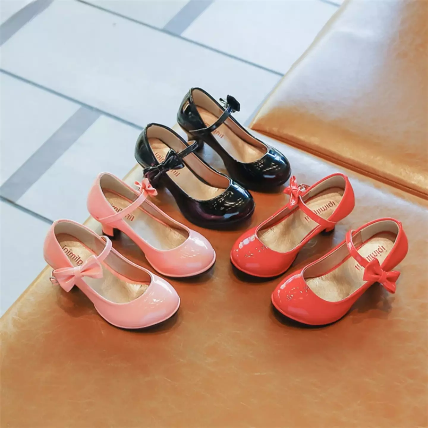 Young Girls & Girls Red Buckle Side Fold Bow Dress Shoes | Lucys 12533