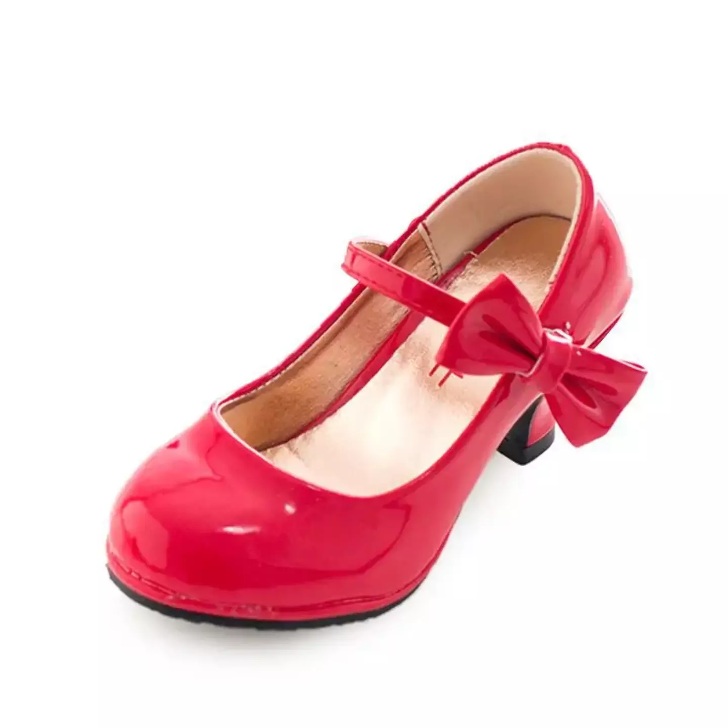 Young Girls & Girls Red Buckle Side Fold Bow Dress Shoes | Lucys 12533