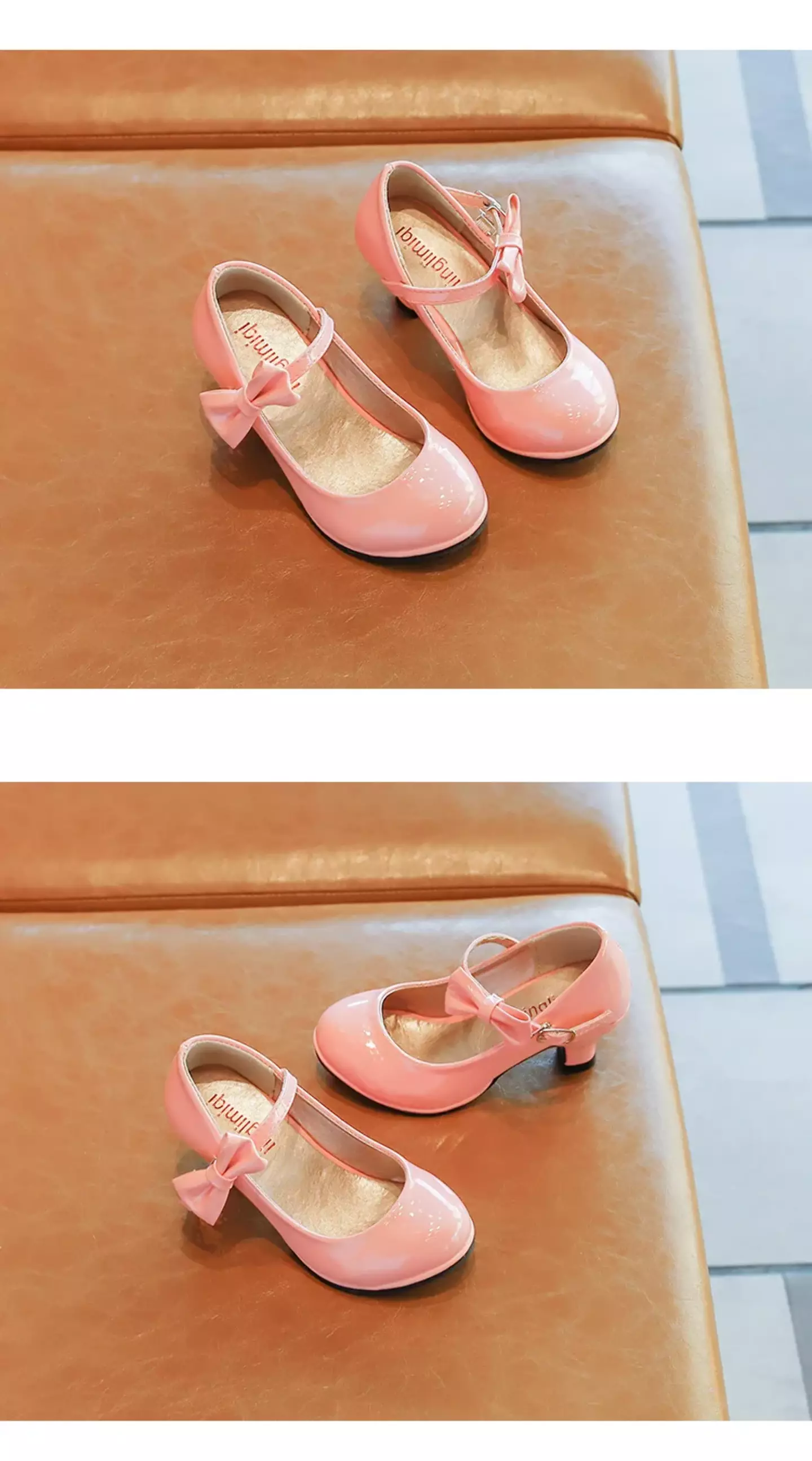Young Girls & Girls Pink Buckle Side Fold Bow Dress Shoes | Lucys 12537