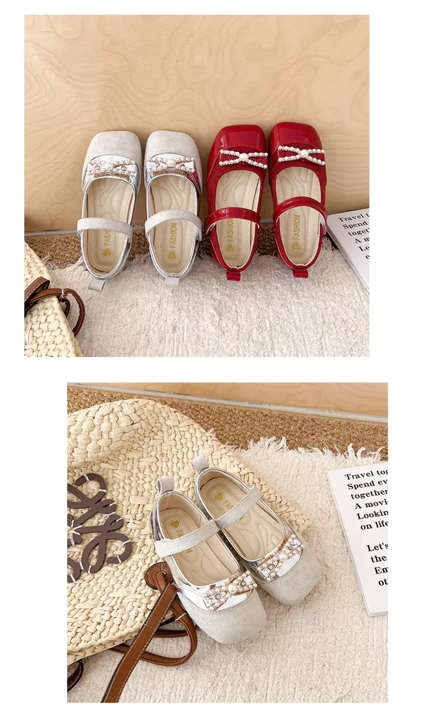 Toddler, Young Girls & Girls Maroon Bead Bow Square Toe Dress Shoes | Lucys 12549
