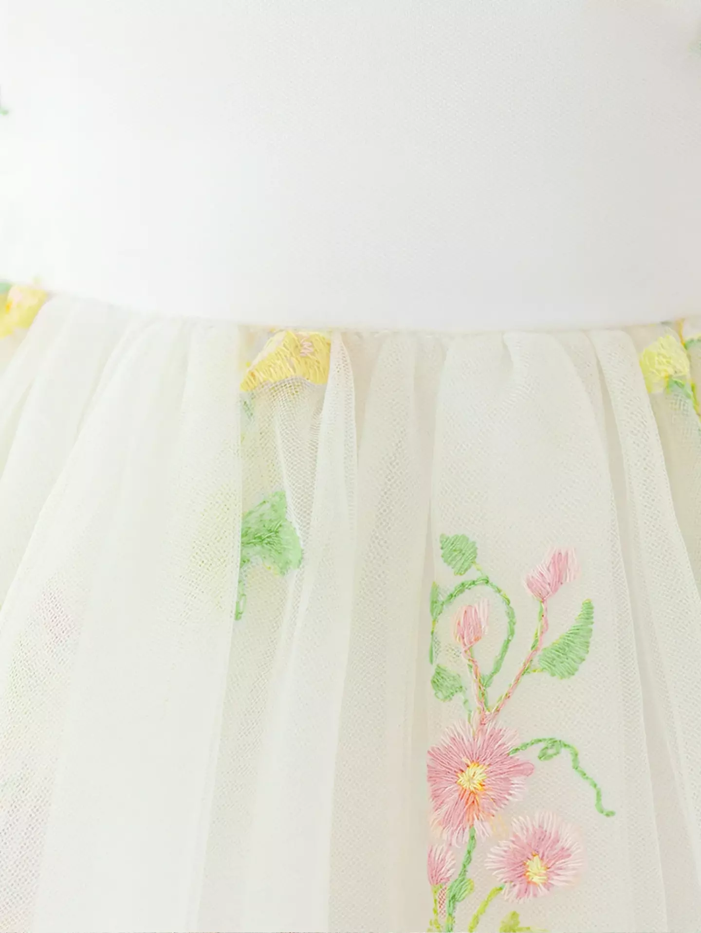 JJ White Floral Embroidered Tulle Baby Occasion Dress