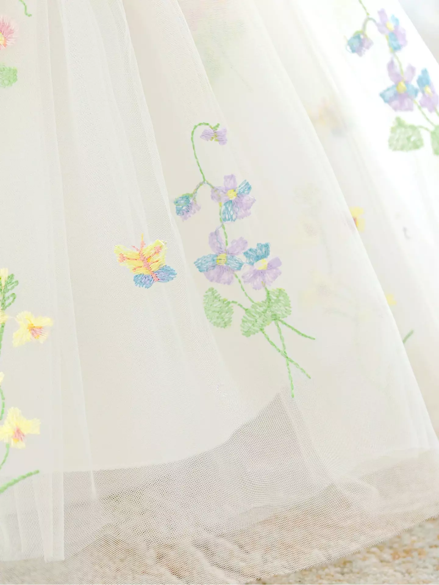 JJ White Floral Embroidered Tulle Baby Occasion Dress