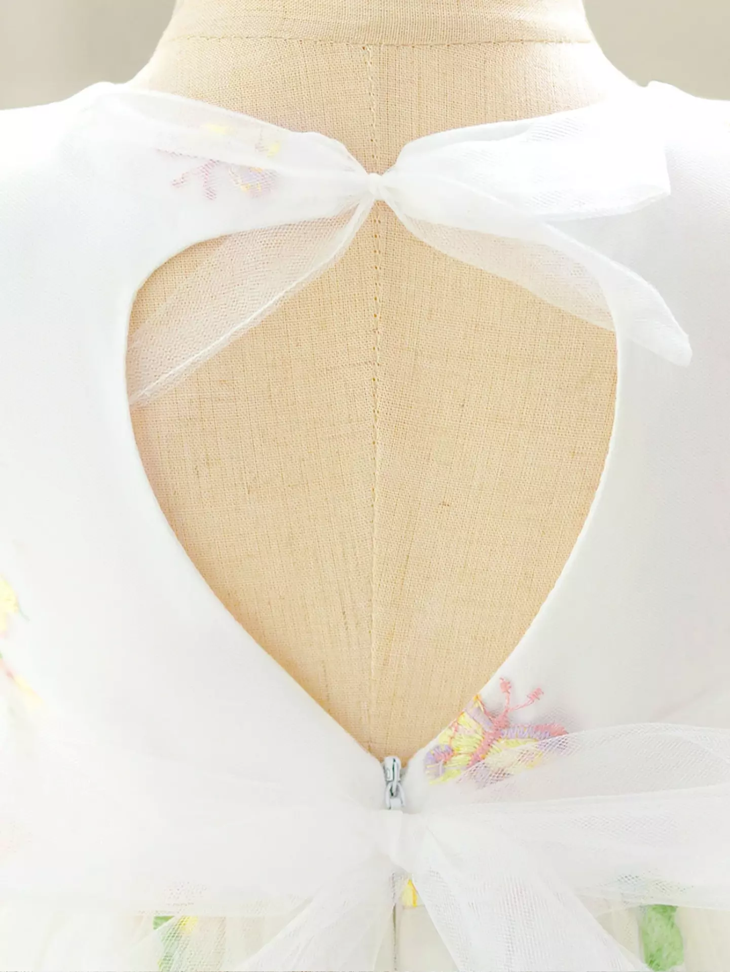 JJ White Floral Embroidered Tulle Baby Occasion Dress