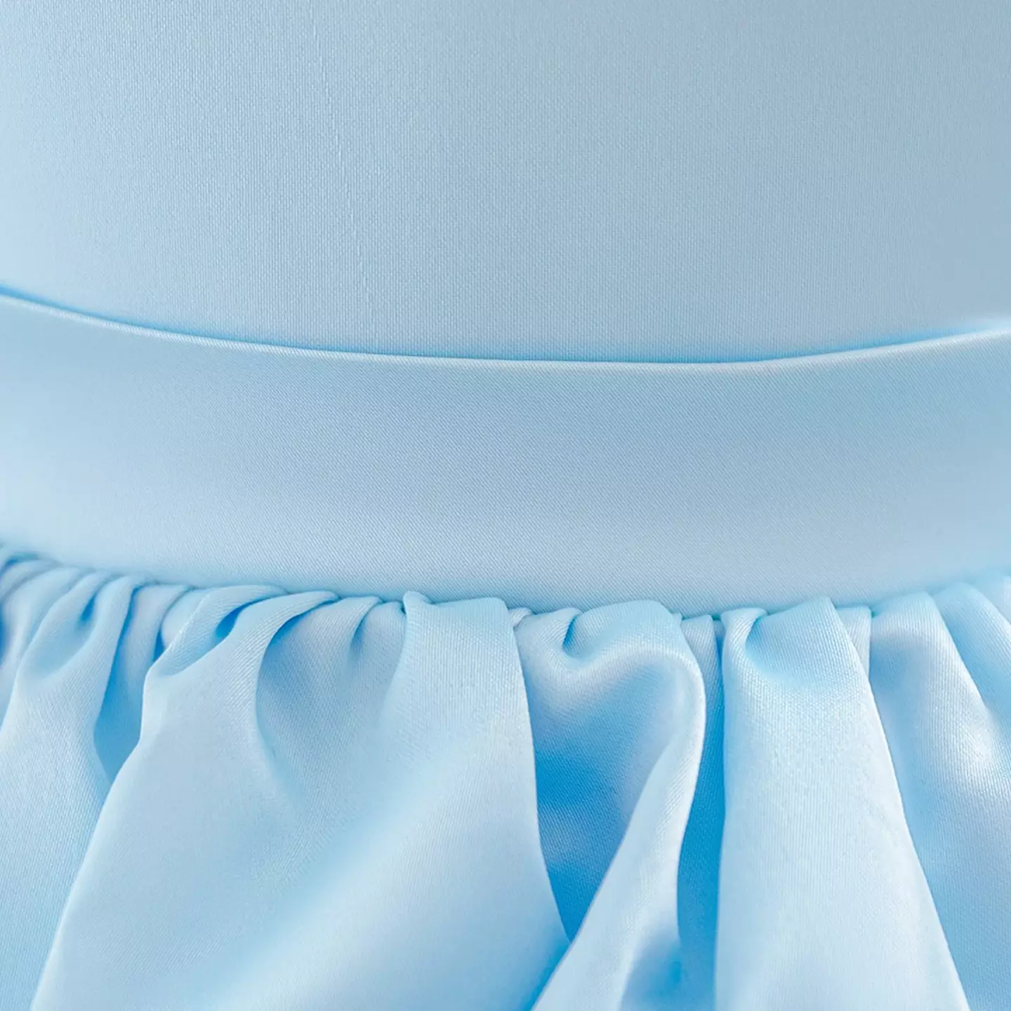 Jen Light Blue Satin Party Dress with Rosette and Back Bow