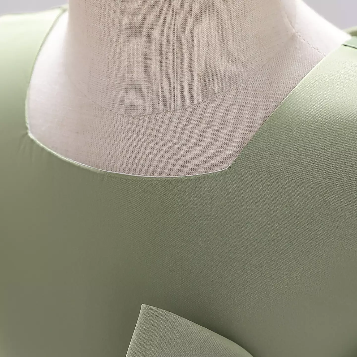 Tina Sage Green Satin Bow Back Knee Length Party Dress for Baby Girls & Girls