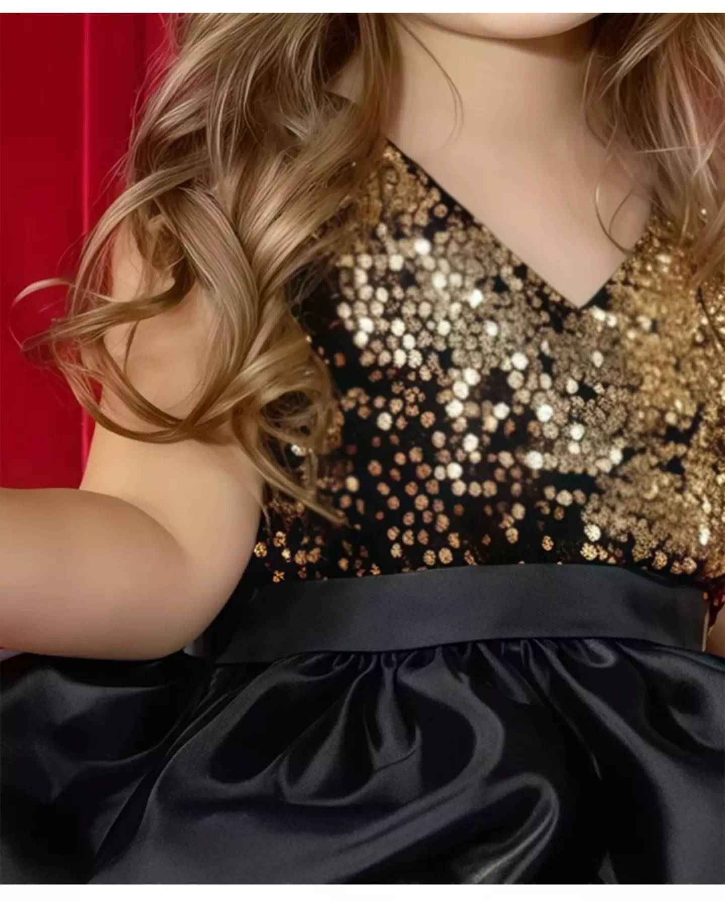 Jelena Black Gold Sequin Ruffle Skirt Girls Party Dress