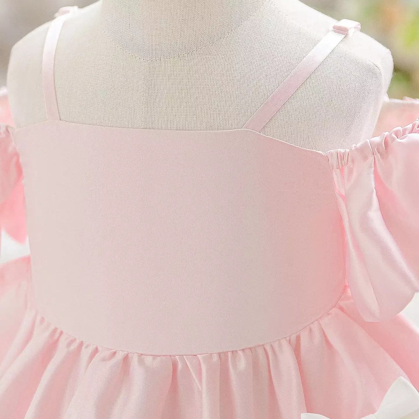 kimberly Pink Shoulder Strap Puff Sleeve Baby Party Dress
