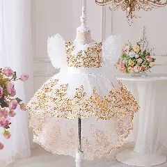 Rosamund II White Embroidered High-Low Baby Party Dress