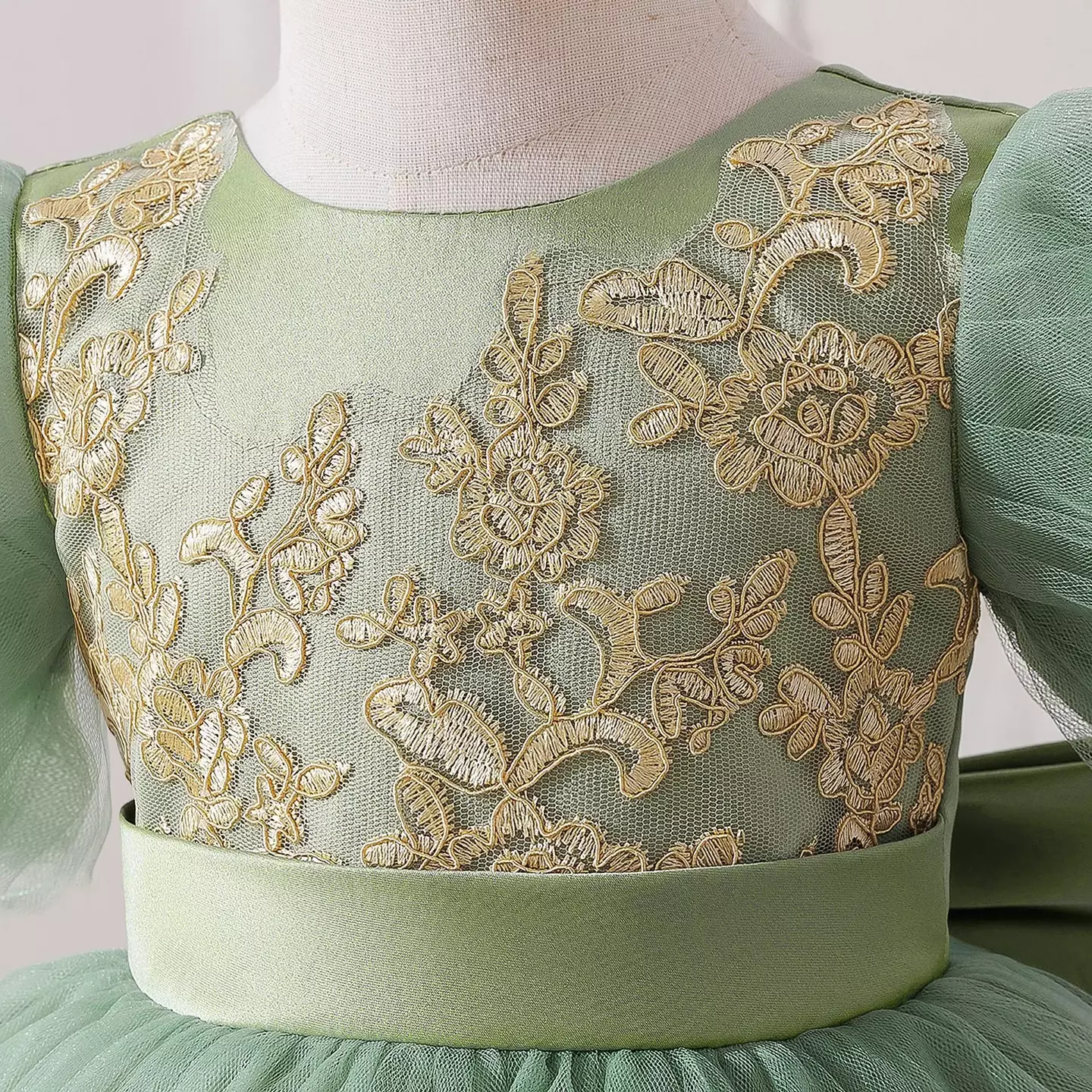 Rosamund II Sage Green Bow Back Baby Party Dress