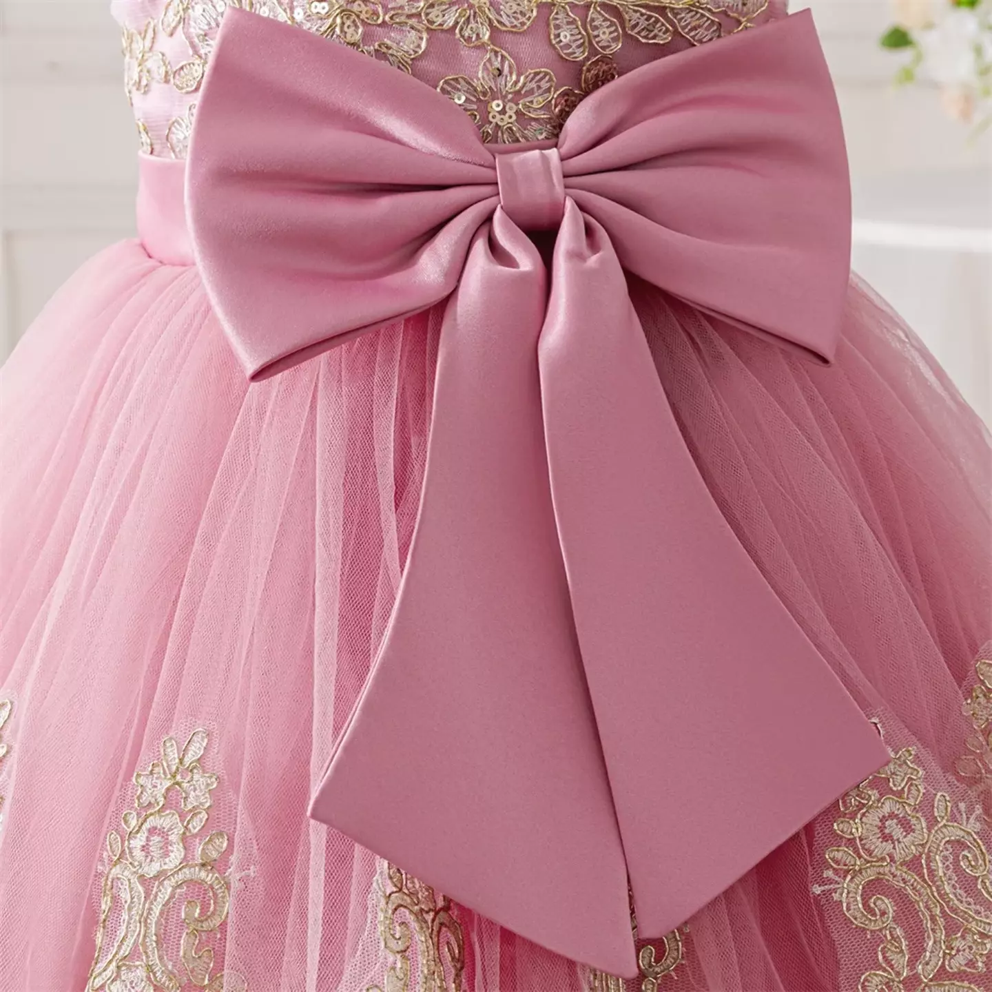Daria Dusty Pink Cap Sleeve Embroidered Girls Party Dress