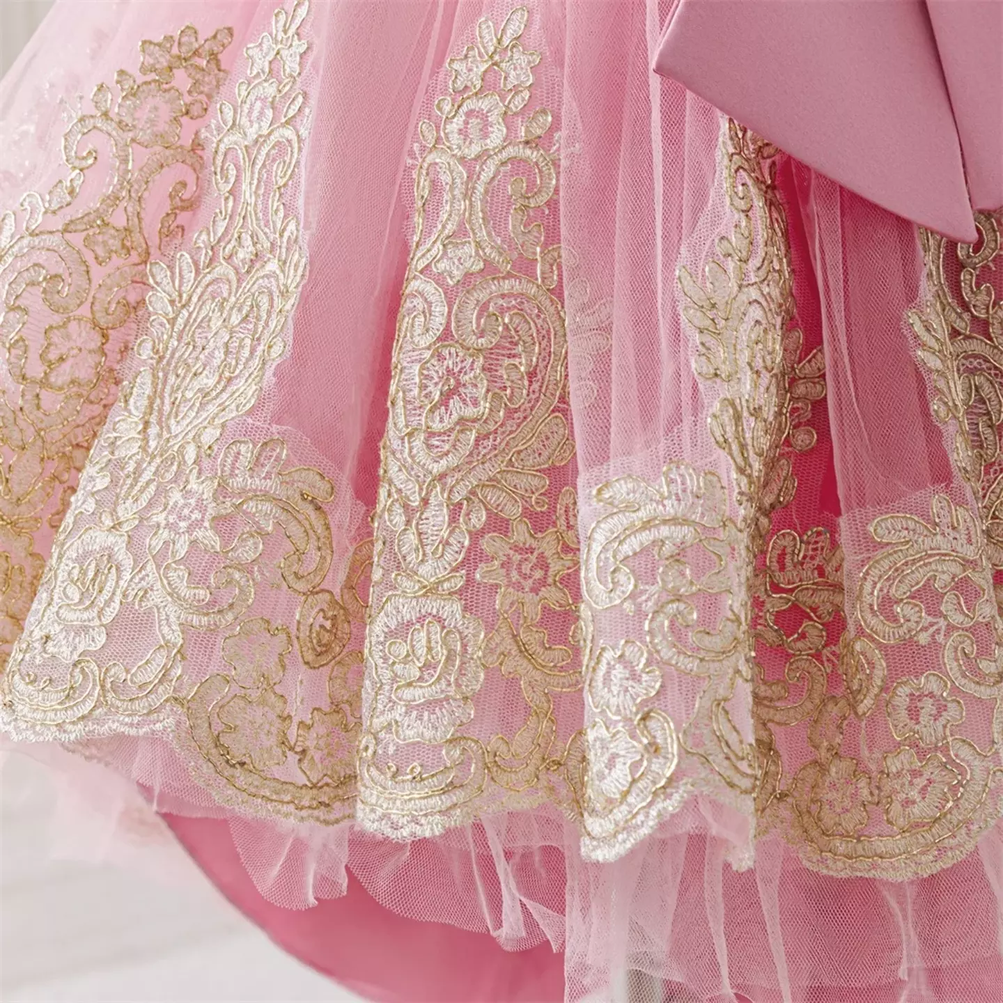 Daria Dusty Pink Cap Sleeve Embroidered Girls Party Dress