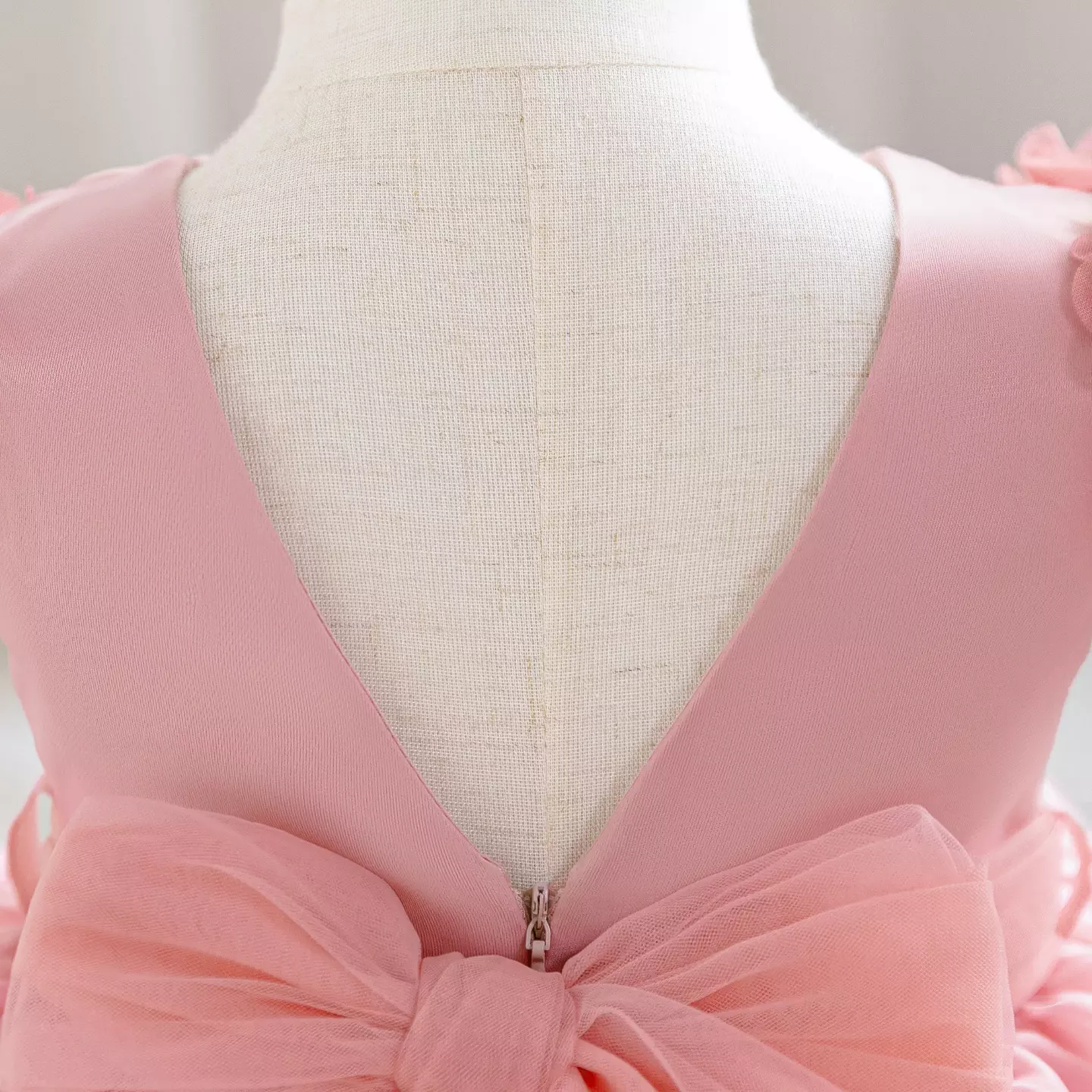 Hailey Dusty Pink Plain Bodice Party Dress with Back Bow