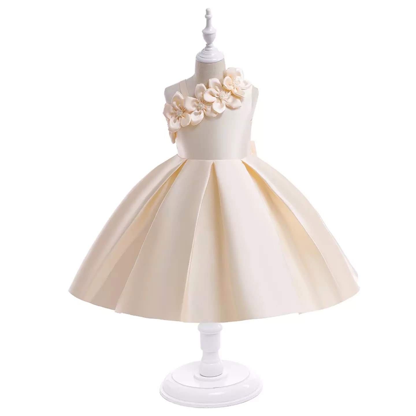 Cristy II Champagne Plain Bodice Knee Length Girls Dress