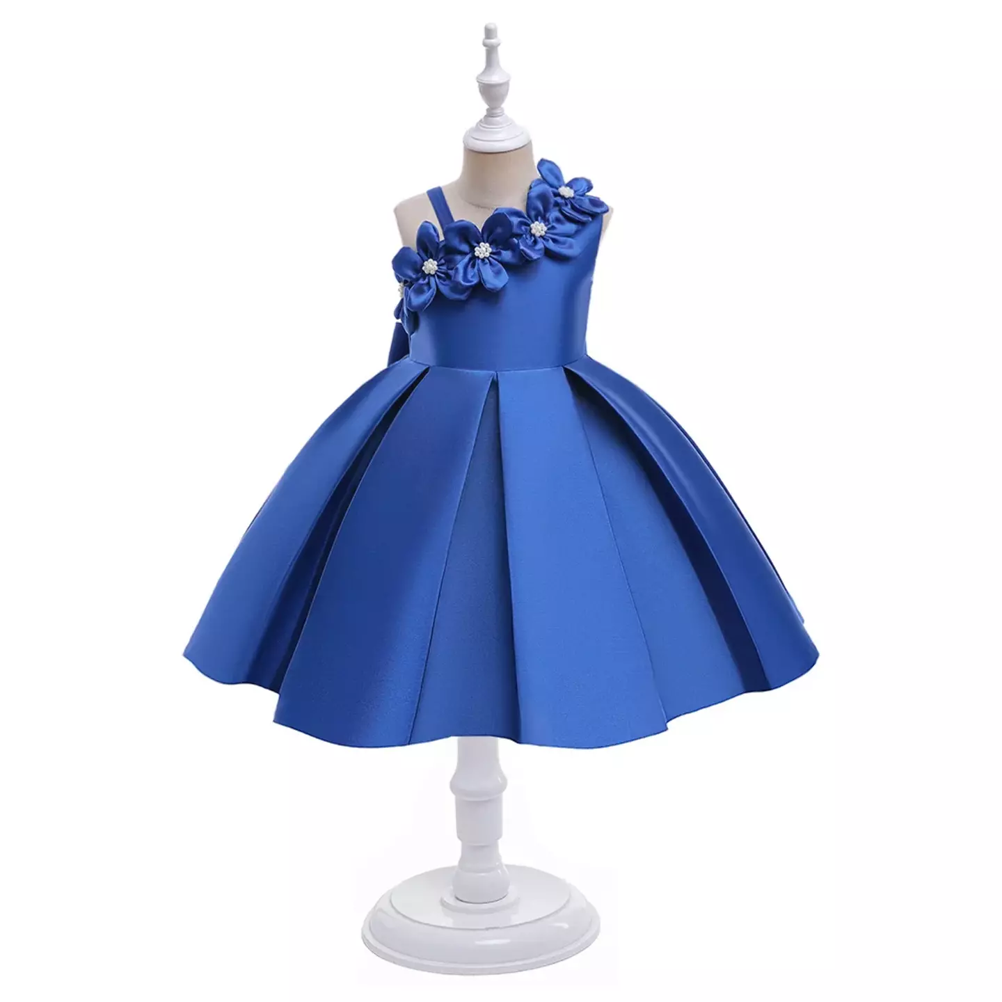 Cristy II Royal Blue Back Bow Knee Length Girls Dress
