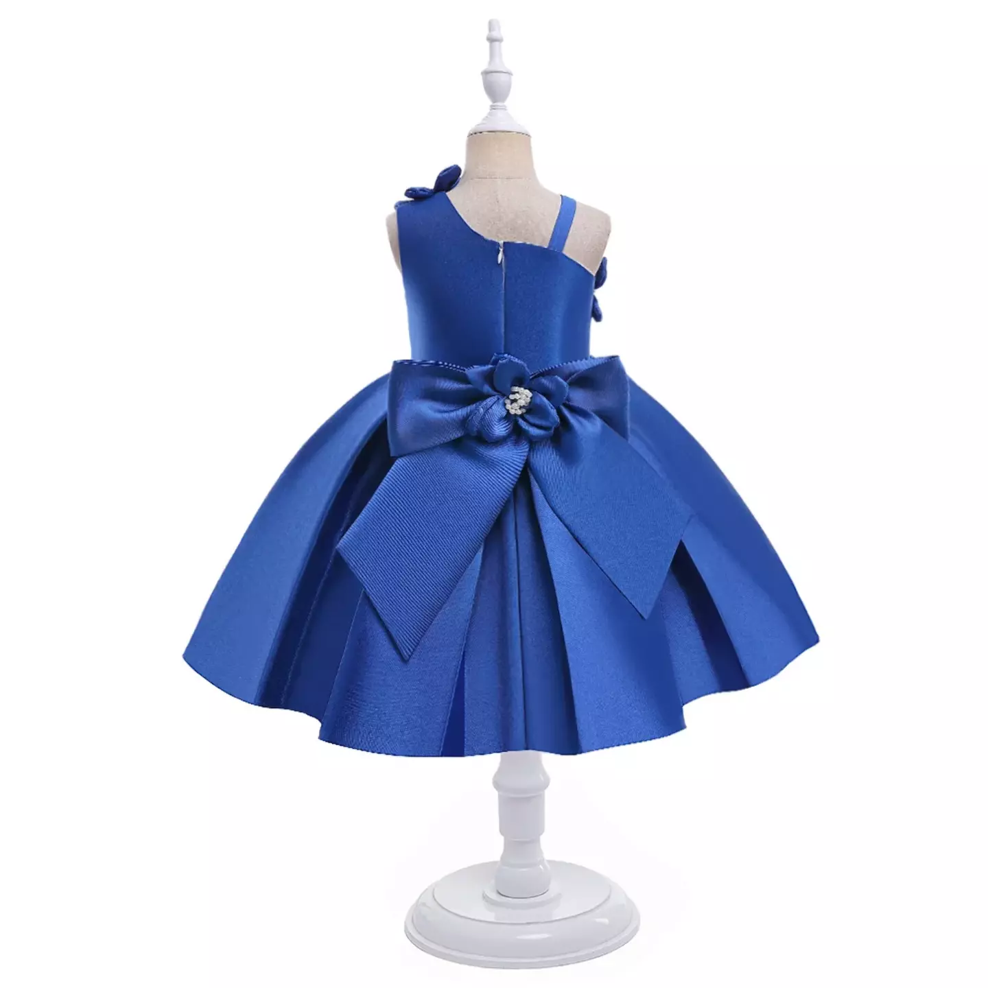 Cristy II Royal Blue Back Bow Knee Length Girls Dress
