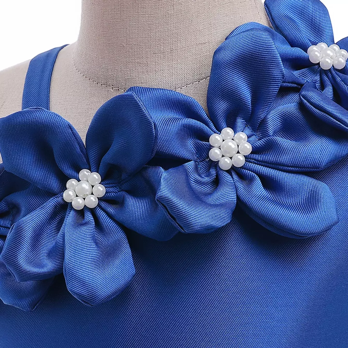 Cristy II Royal Blue Back Bow Knee Length Girls Dress