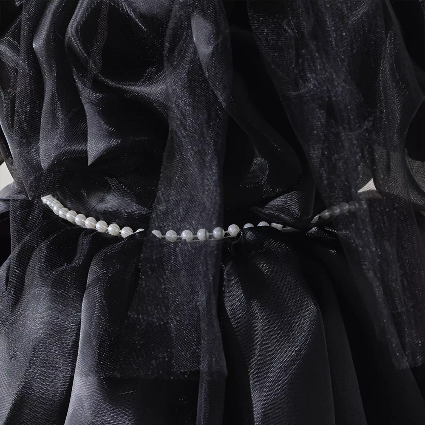 Momo Black Organza Puff Sleeve Party Dress - Knee Length Baby Girls Birthday Dress