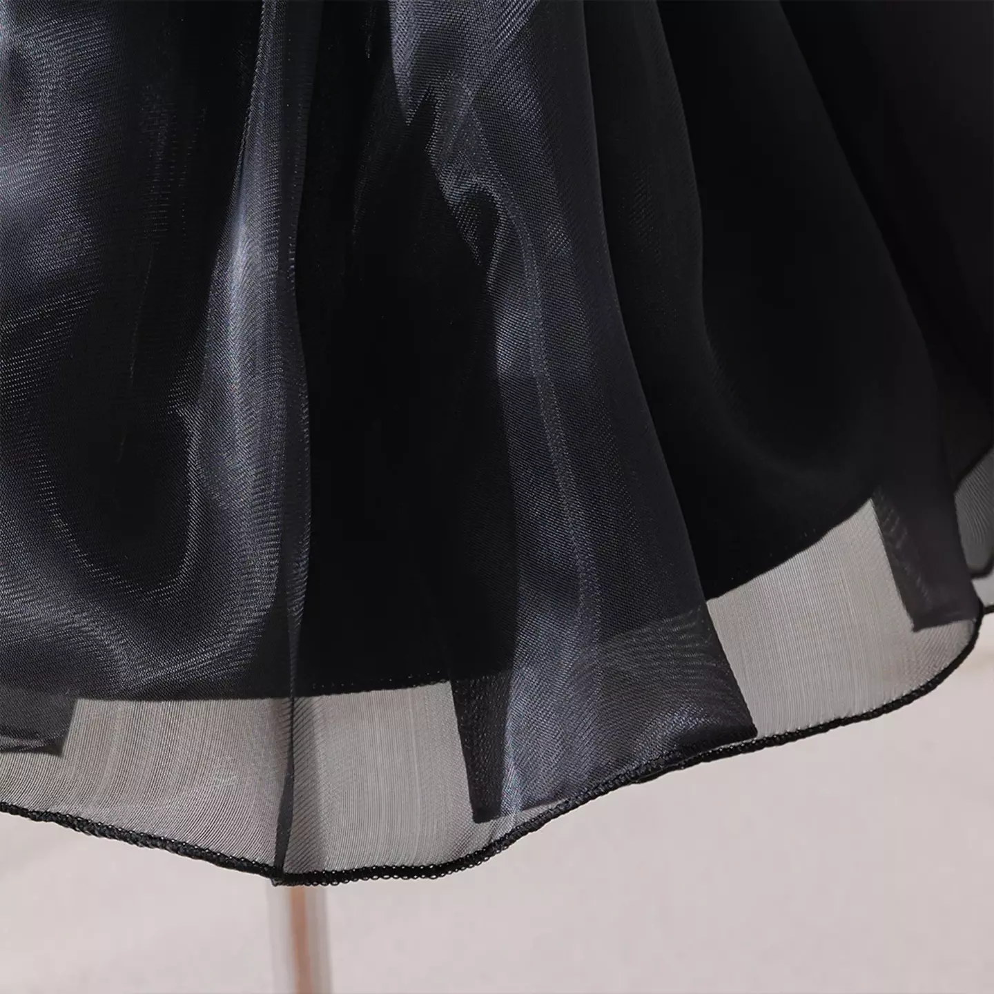 Momo Black Organza Puff Sleeve Party Dress - Knee Length Baby Girls Birthday Dress