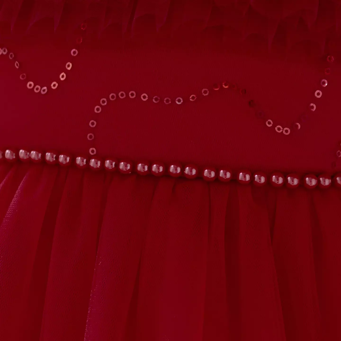 Donna Maroon Beaded Waist Ruffle Hem Girls Party Dress | Lucys
