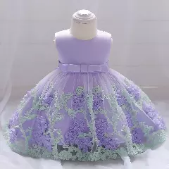 Yeri II Lavender Round Neck Knee Length Party Dress for Baby, Toddler & Girls